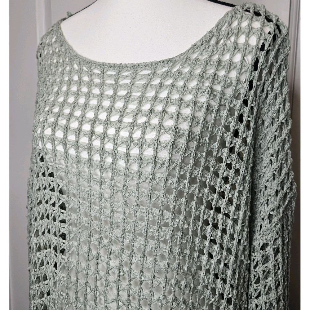 NWT Miracle Women's Open Knit Crochet Top Longsleeve Drop Shoulder Size Large